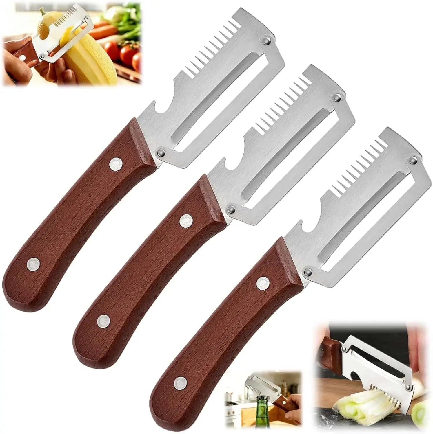 3-in-1 Stainless Steel Vegetable Peeler, Slicer & Grater