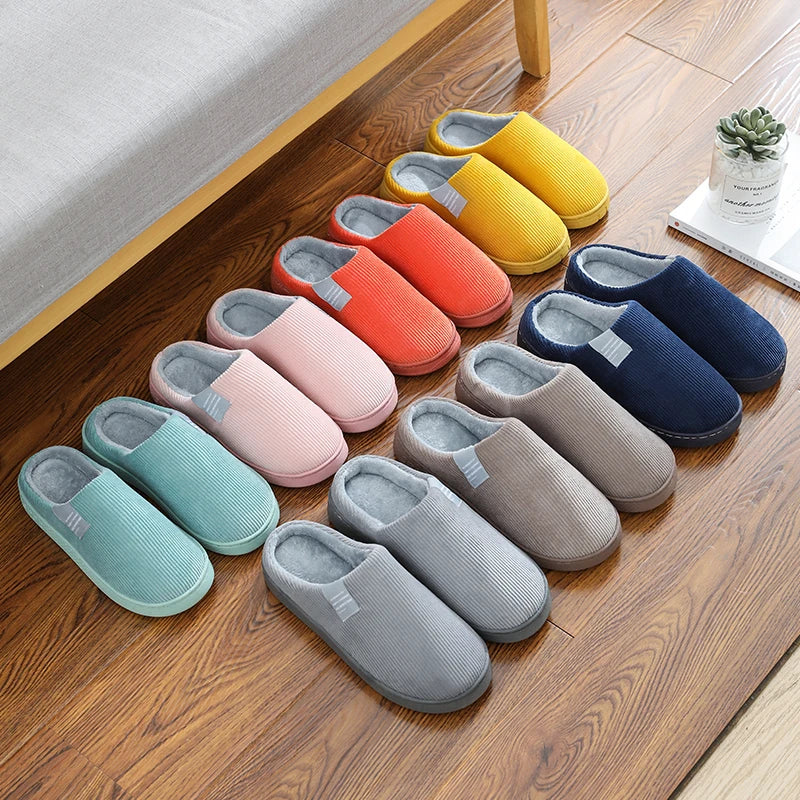 Winter Warm Fur Slippers Men Women Couples House Non-slip Soft Shoes