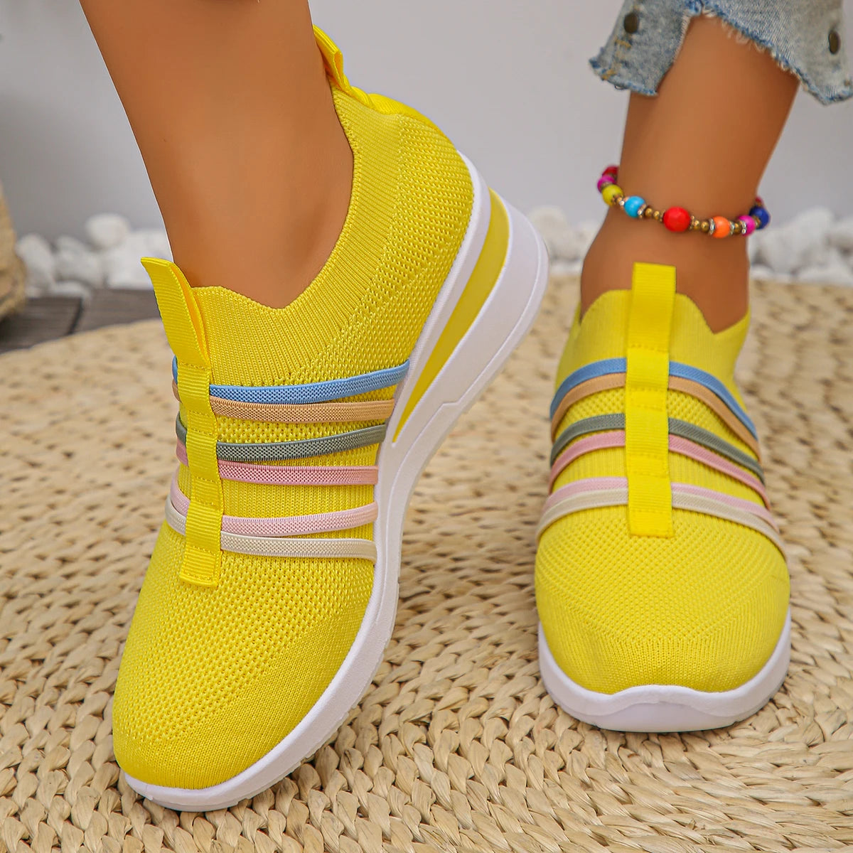 Women Mesh Shoes Summer Soft Bottom Slip Casual Woman Colorful Strap Zpaxo