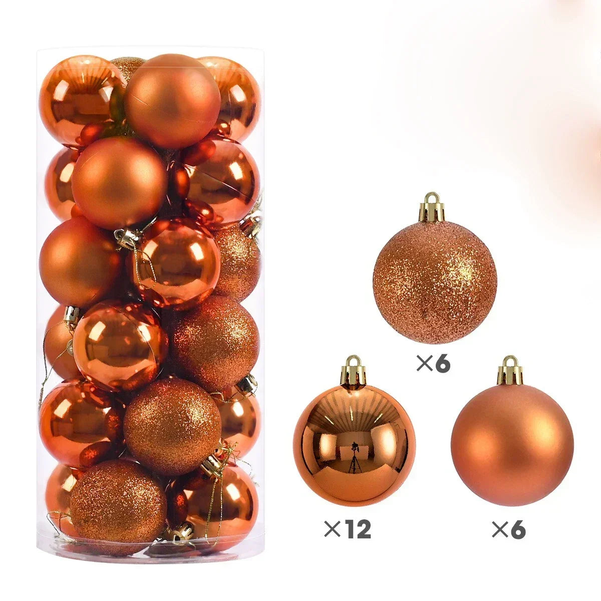 Hot 24Pcs 3/4/6cm Christmas Tree Balls Multicolor Xmas Ball Decorations Glitter Christmas Baubles Ornament Ball Party Home Decor Zpaxo Orange 3CM