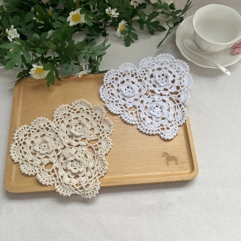 20cm Crochet Lace Placemat – Vintage Cotton Table Coaster Mat