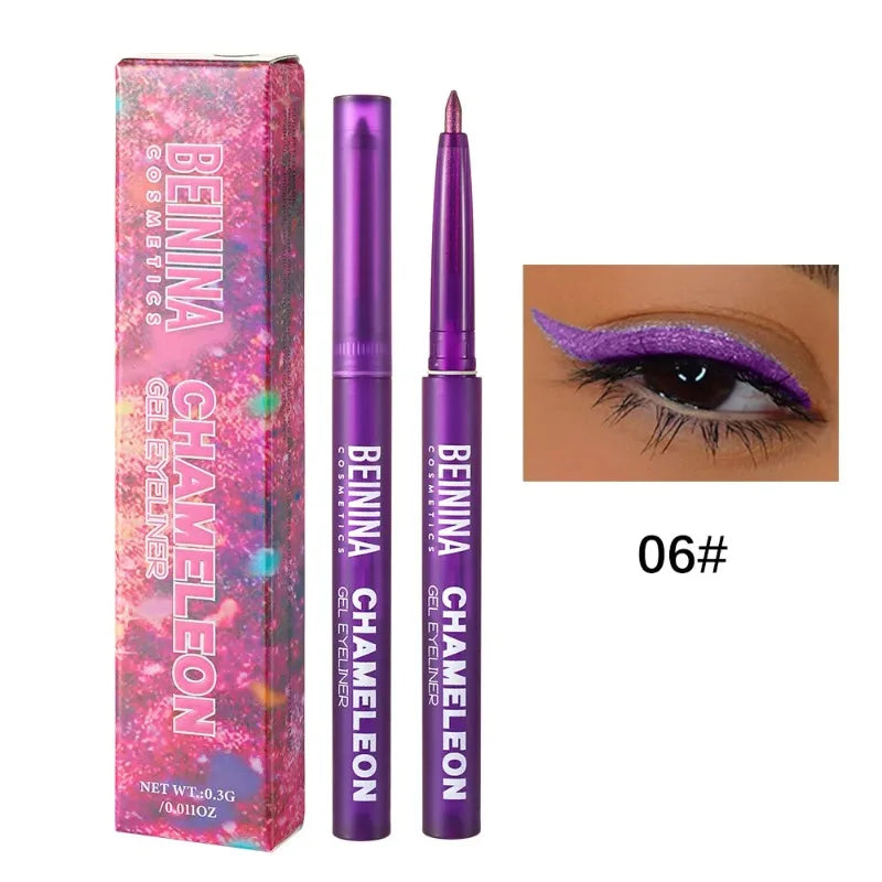 Shiny Chameleon Metallic Green Eyeliner Gel Stick Smooth Multicolor Zpaxo 06