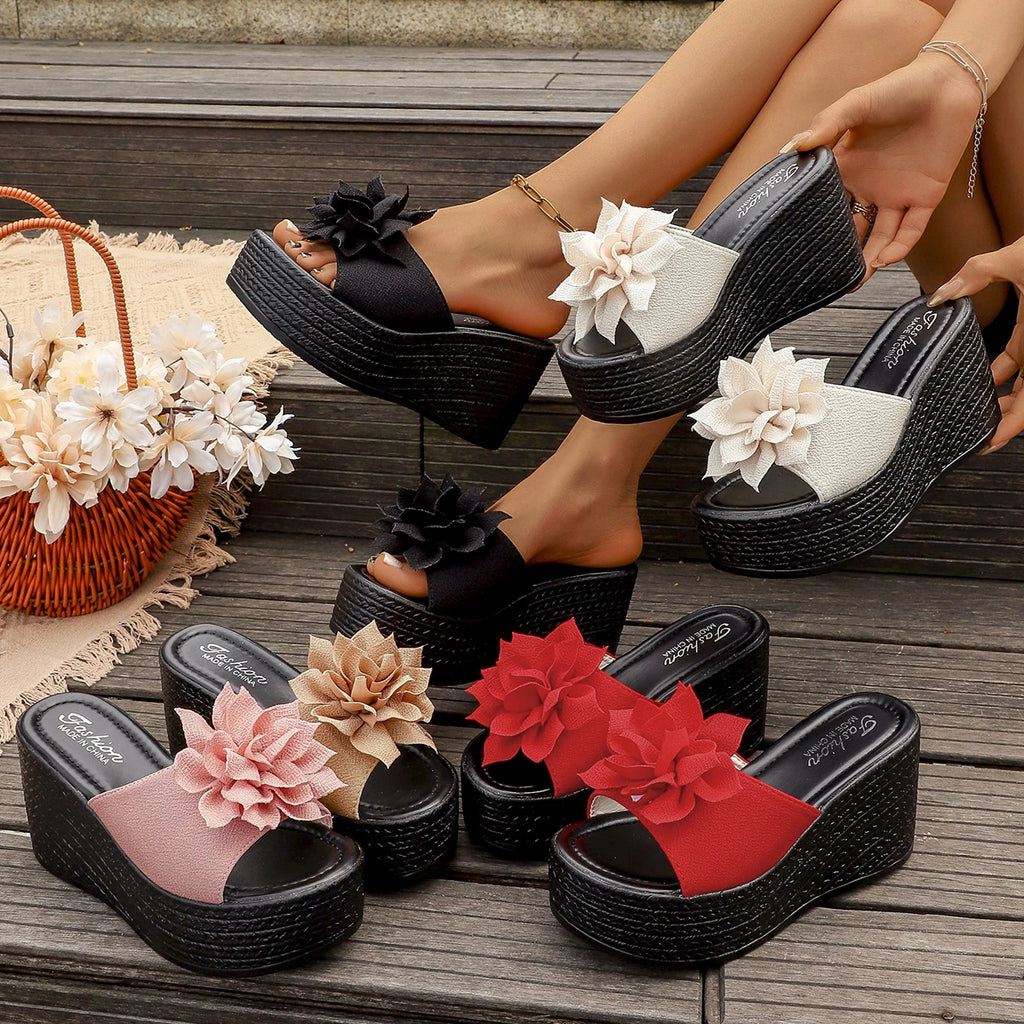 Trend Women Platform Sandals 2026 New Summer Beach Wedges Sandals Fashion Flower Casual Slippers Women High Heel Shoes for Women Zpaxo