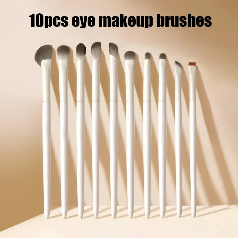 5/6/8/10pcs Natural Eye Makeup Brushes Set Detail Eyeshadow Brush Makeup Brush White Ultra Soft Eyeshadow Eyeliner Makeup Tool Zpaxo 10pcs