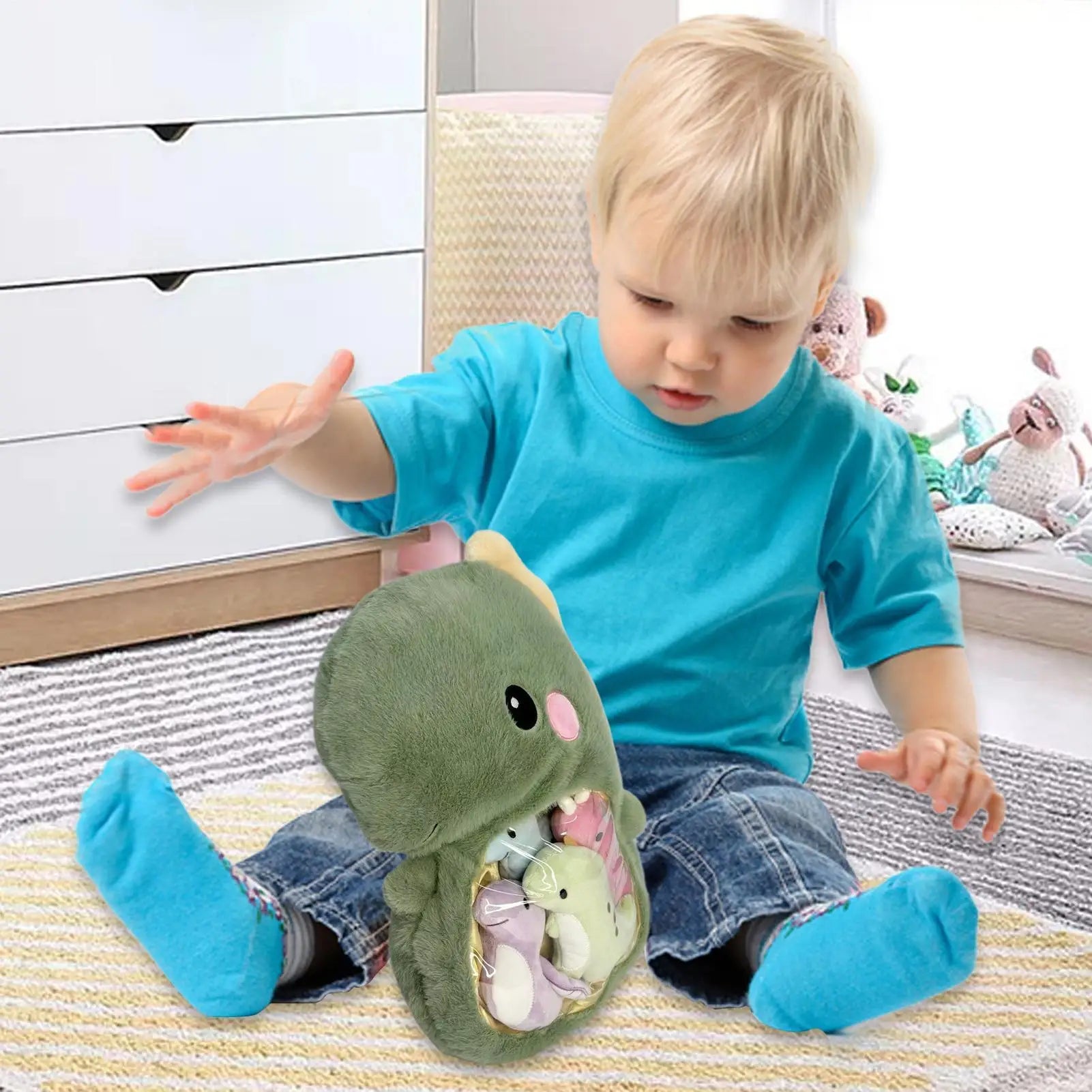 Dinosaur Plush Pillow Dinosaur Stuffed Animal Throw Pillow Doll Huggable Doll Nursery Decoration Cushion For Sofa Bed Couch Car Zpaxo green United States