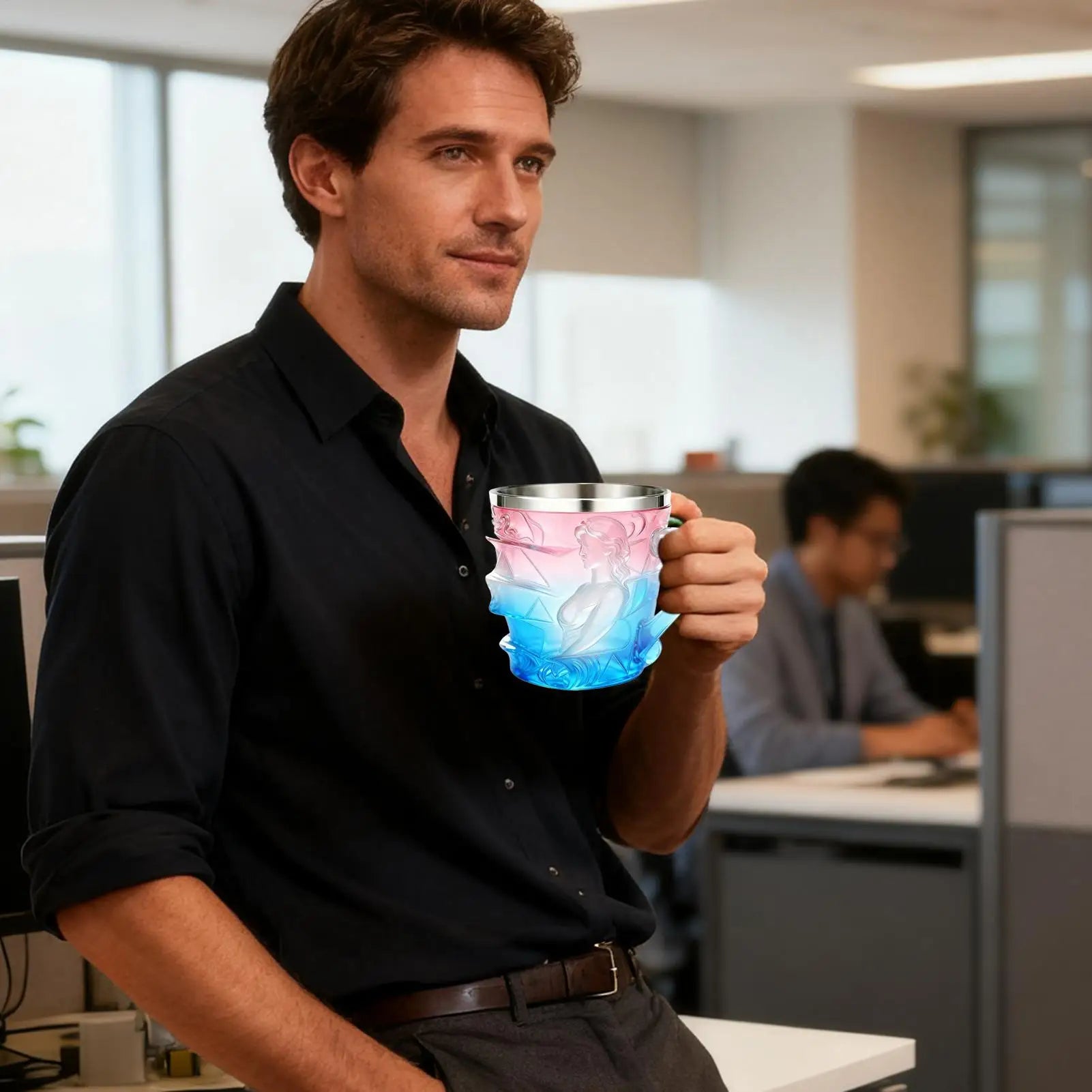 Book Mug Novelty Feminine Design Cup 3D Hand Painted Handle Women