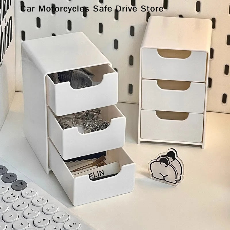 Simple 3-layer Drawer Desktop Mini Storage Box Multi-function Jewelry