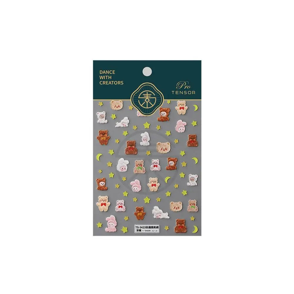 5D White Flower Nail Stickers Charm Simple Floral Petal Sticker Zpaxo