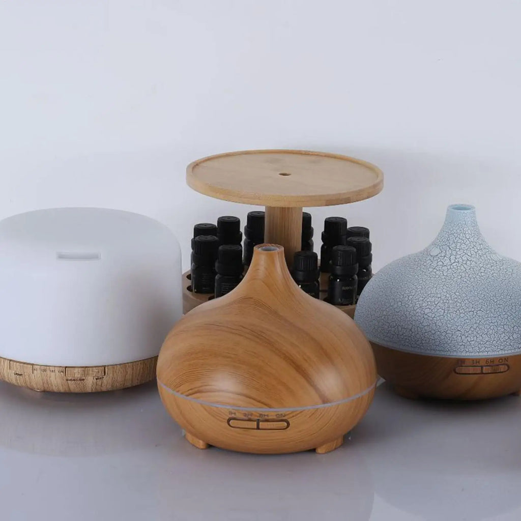 Oil Display Stand Wooden Fragrance Rack Cosmetic Perfume 2 Tier Shelf