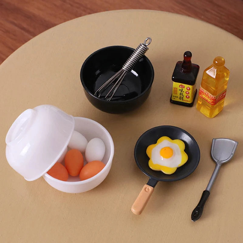 Miniature Frying Pan Egg Beater Bowl DIY Dollhouse Decor Simulation Zpaxo