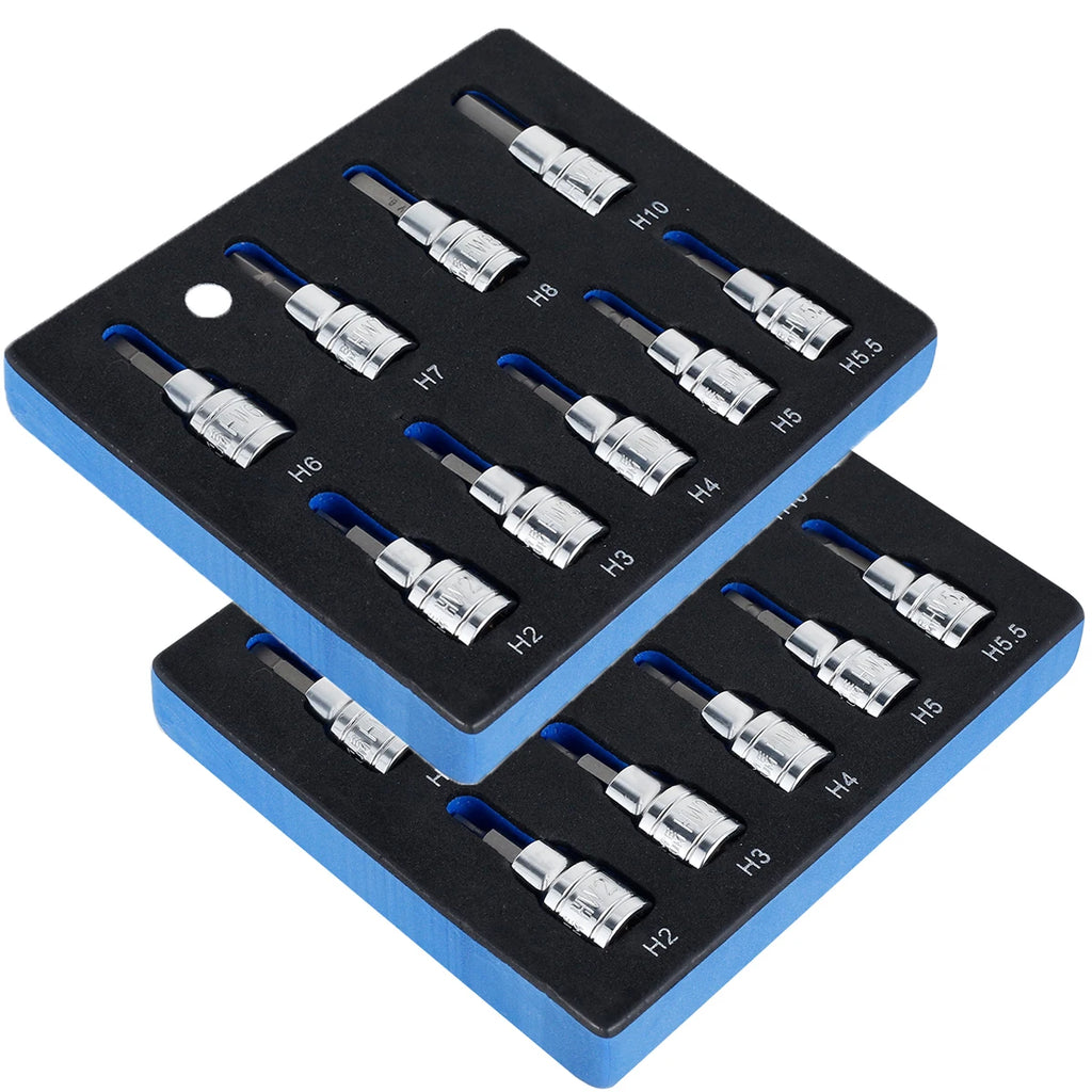 9/18Pcs Hex Bit Socket Set Sturdy Allen Key Sockets Professional 3/8inch Drive Drill Metric Tools Kit Durable Impact Socket Set Zpaxo 18pcs black