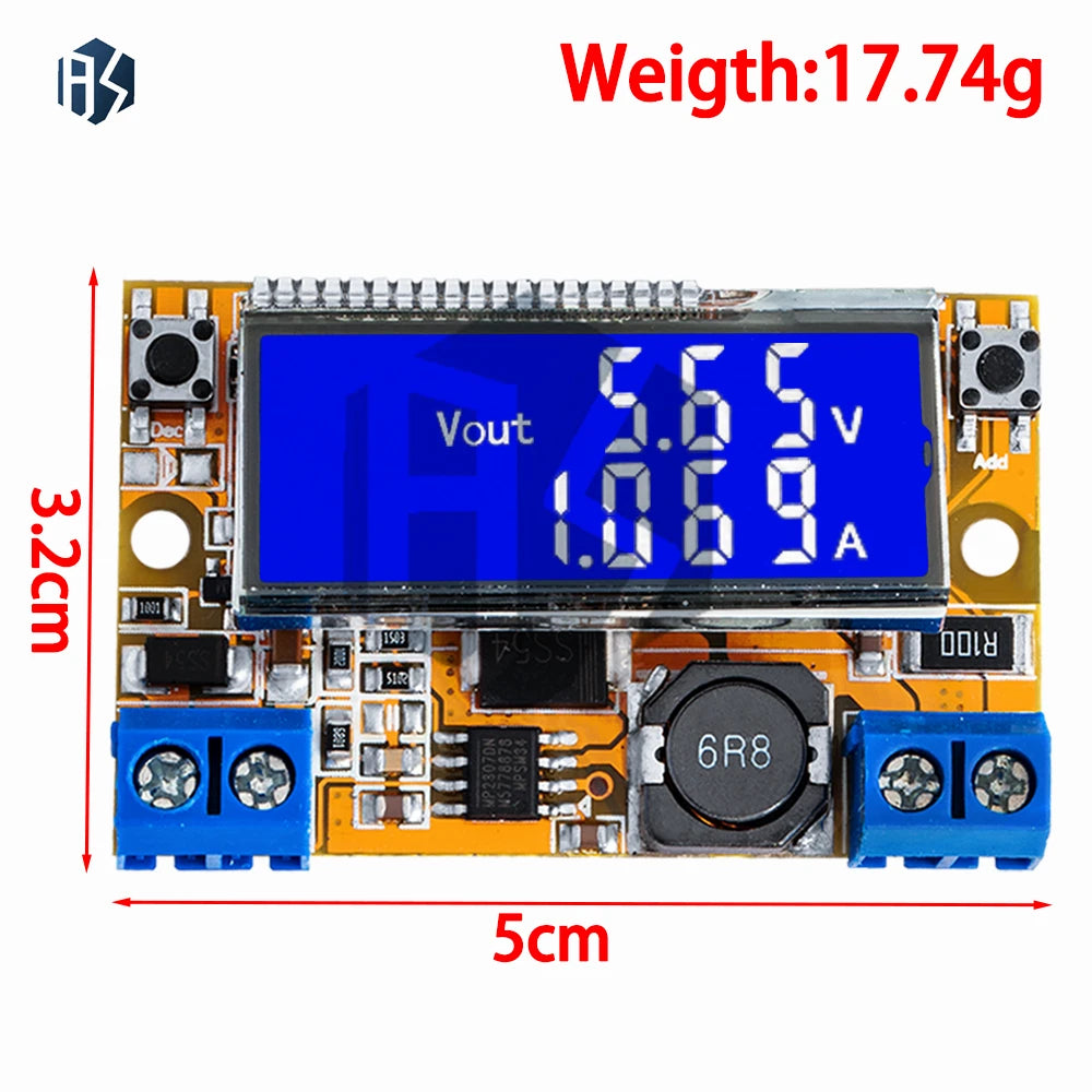 1PCS Dual Display DC DC 5-23V To 0-16.5V 3A Max Step Down Power Supply Buck Converter Adjustable LCD Step-down Voltage Regulator Zpaxo