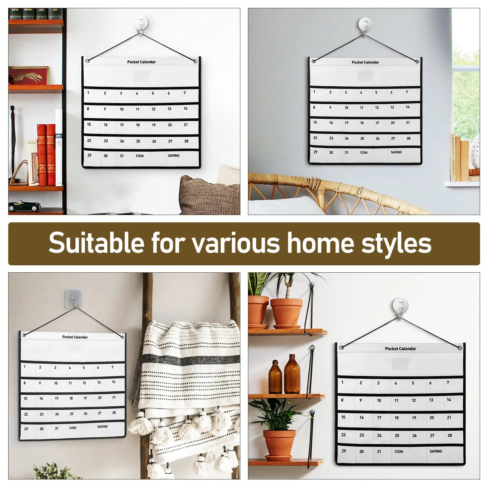 Calendar Wall Storage Pocket 1 Month Non-woven Fabric Date Printed