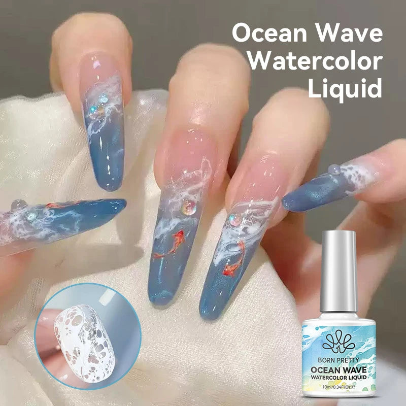 10ml White Bubble Ocean Wave Gel Nail Polish Summer Lace Hollow Gradient Blooming Wave Nail Gel Watercolor Liquid Nail Art Glue Zpaxo