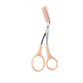 Pink Eyebrow Trimming Scissors with Built-in Comb Stainless Steel Precise Grooming Tool for Women Makeup Beauty Accessories Zpaxo color a