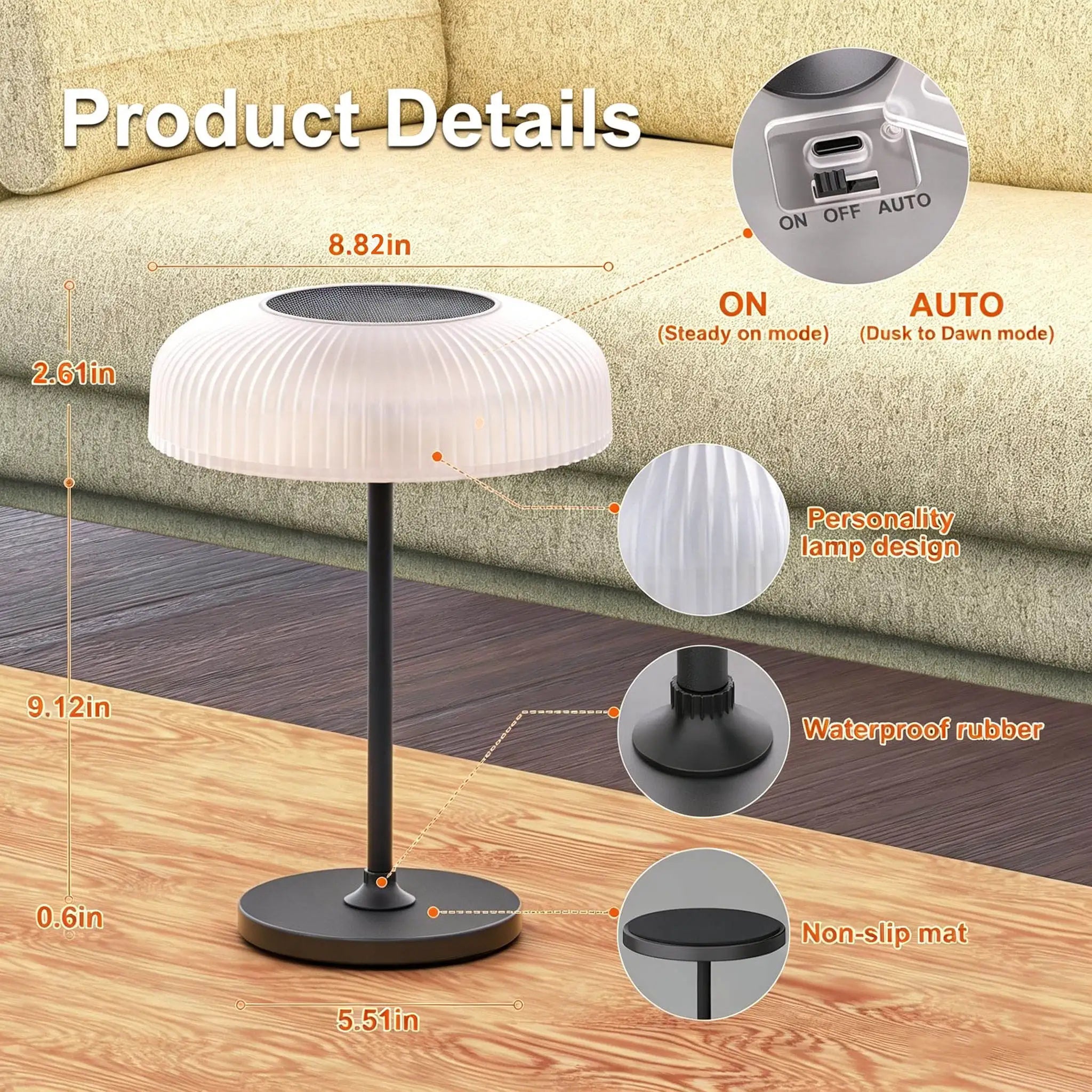 2026 New Solar Desk Lamp, 450lm Emergency Lighting, Courtyard Lamp, Floor Lamp Used for Courtyards and Bedrooms, Lightweight Zpaxo