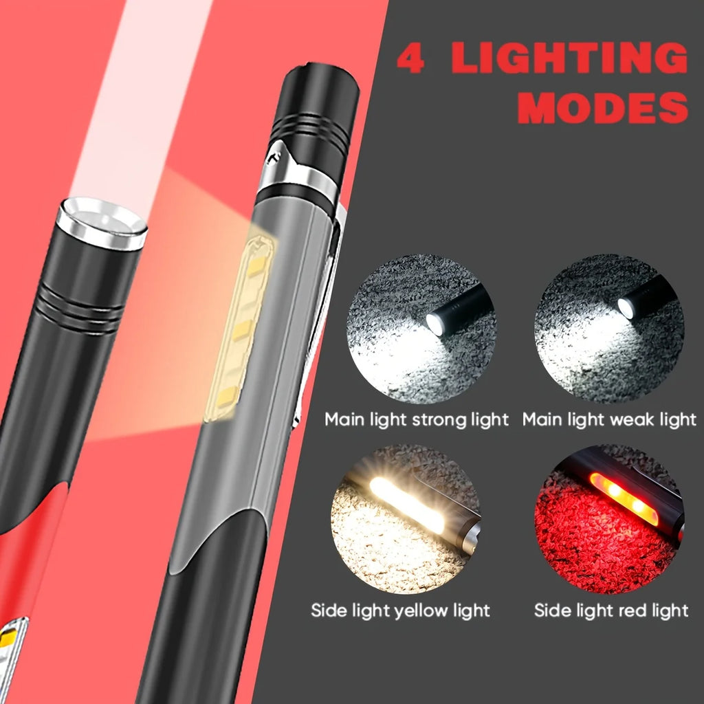 POCKETMAN USB Rechargeable Pen Flashlight – 4-Mode COB LED Pen Flashlight Zpaxo