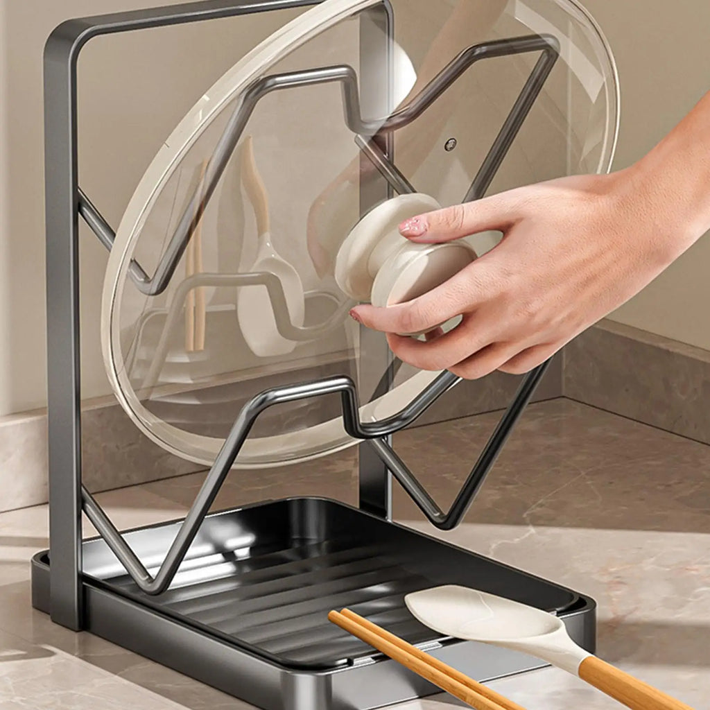 2 Tier Pot Lid Organizer Cutting Board Rack Pan Holder Kitchen