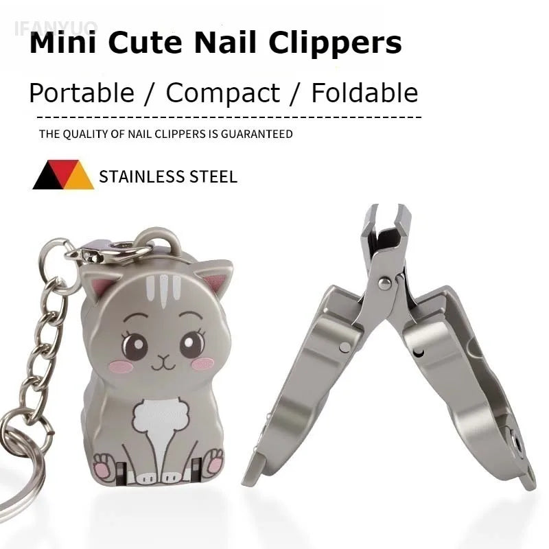 Stainless Steel Nail Clippers Exquisite Cute Kitten Shape Keychain