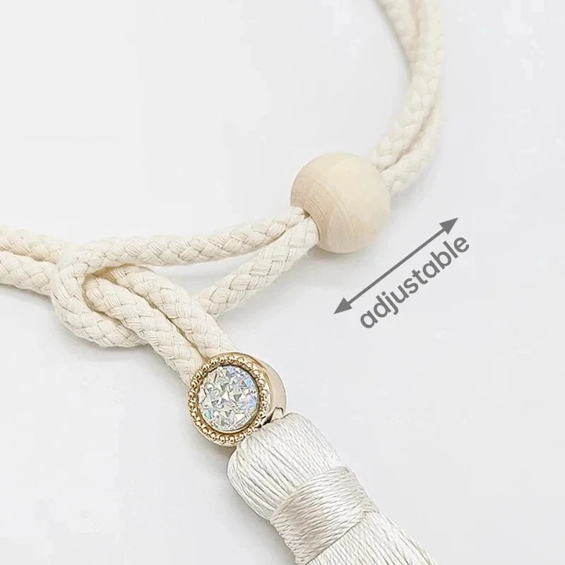 Boho Decorative Curtain Tiebacks Long Tassel Rhinestone Adjustable