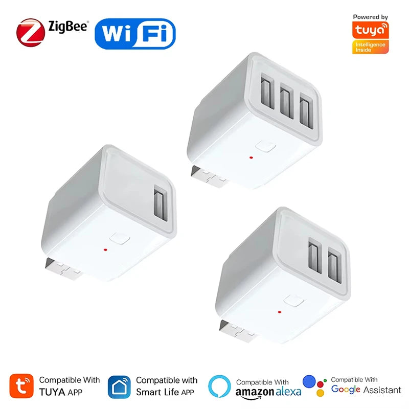 Tuya 1/2/3Gang Smart USB Adapter WiFi Zigbee Plug APP Timing Control Switch 5V Mini DIY Controller Works with Alexa Google Home Zpaxo