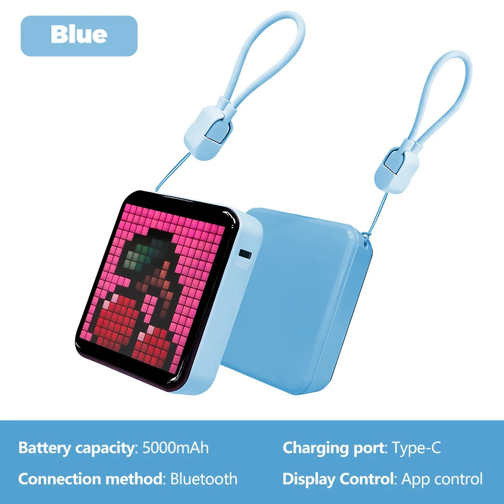 LED Pixel Display Night Light 5000mAh Bluetooth APP Control DIY Table Zpaxo Blue