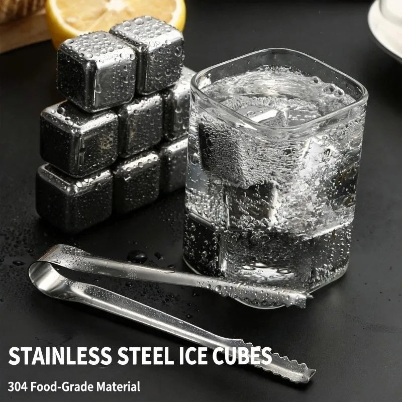Reusable Stainless Steel Ice Cubes – No-Dilution Chilling Stones