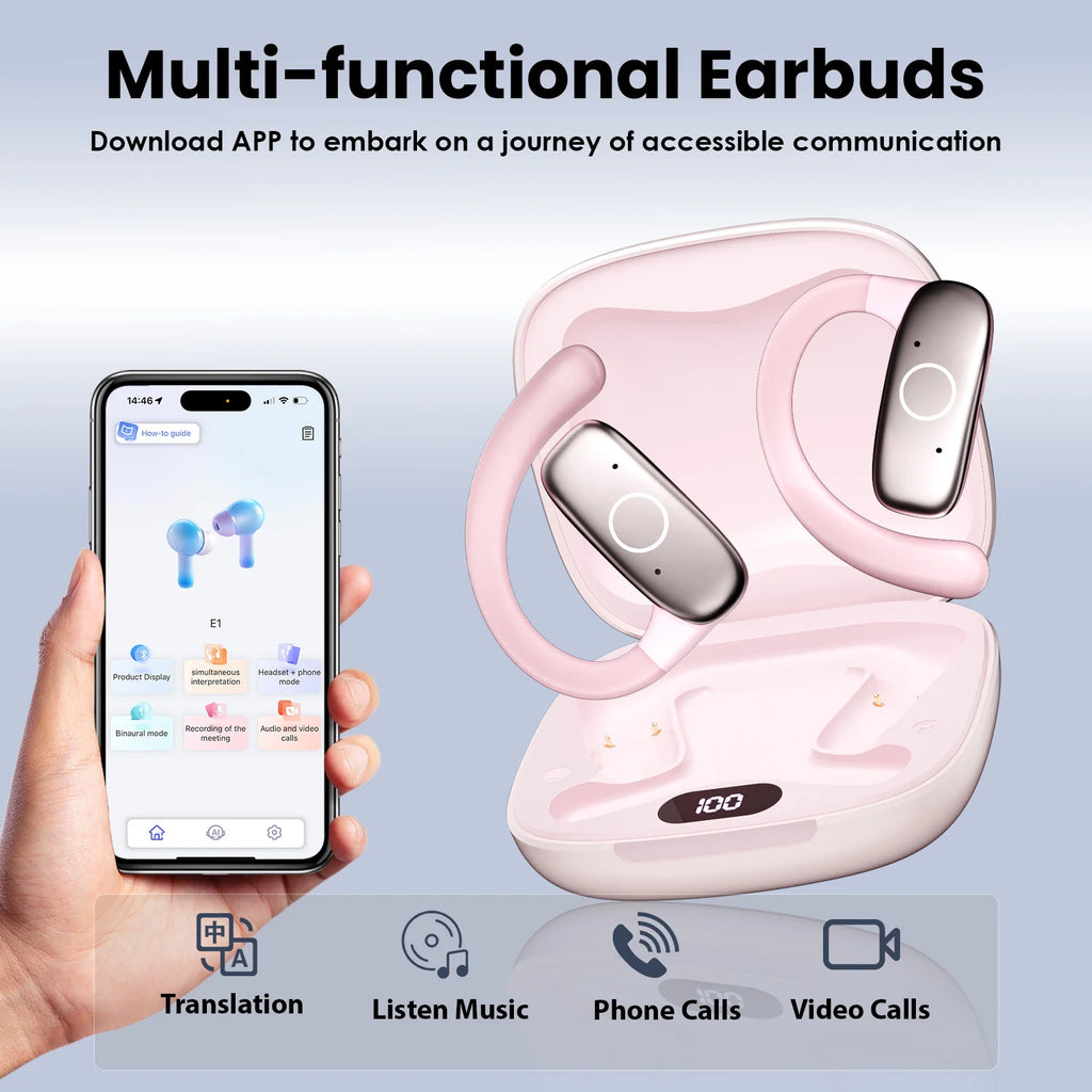 AI Smart Translation Headphones Sports Bluetooth Wireless Headset 114