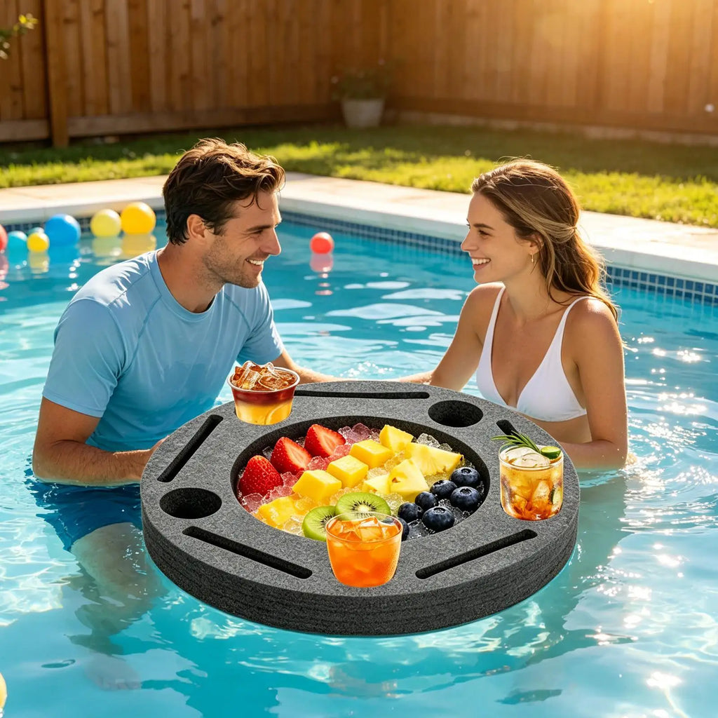 Floating Drink Holder Large Pool Tray Compartments Tub Waterproof
