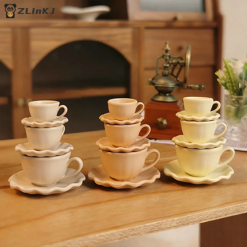 ▶2Pcs Mini Cup Drinks Model Toys Miniature Dollhouse Dessert Latte Coffee Mug Dish Set Doll Accessories Kids Gift Zpaxo