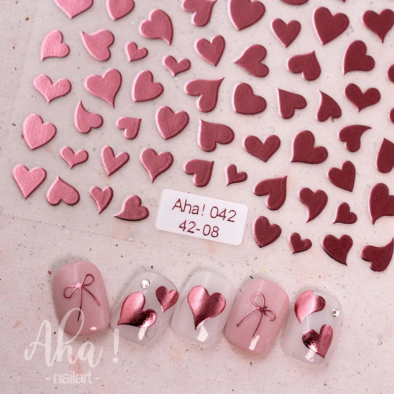 Wine Red Gilt Bow Nail Sticker Silver Gold Laser Nail Sticker Combination of Different Sizes Self-Adhesive Nail Art Decoration Zpaxo
