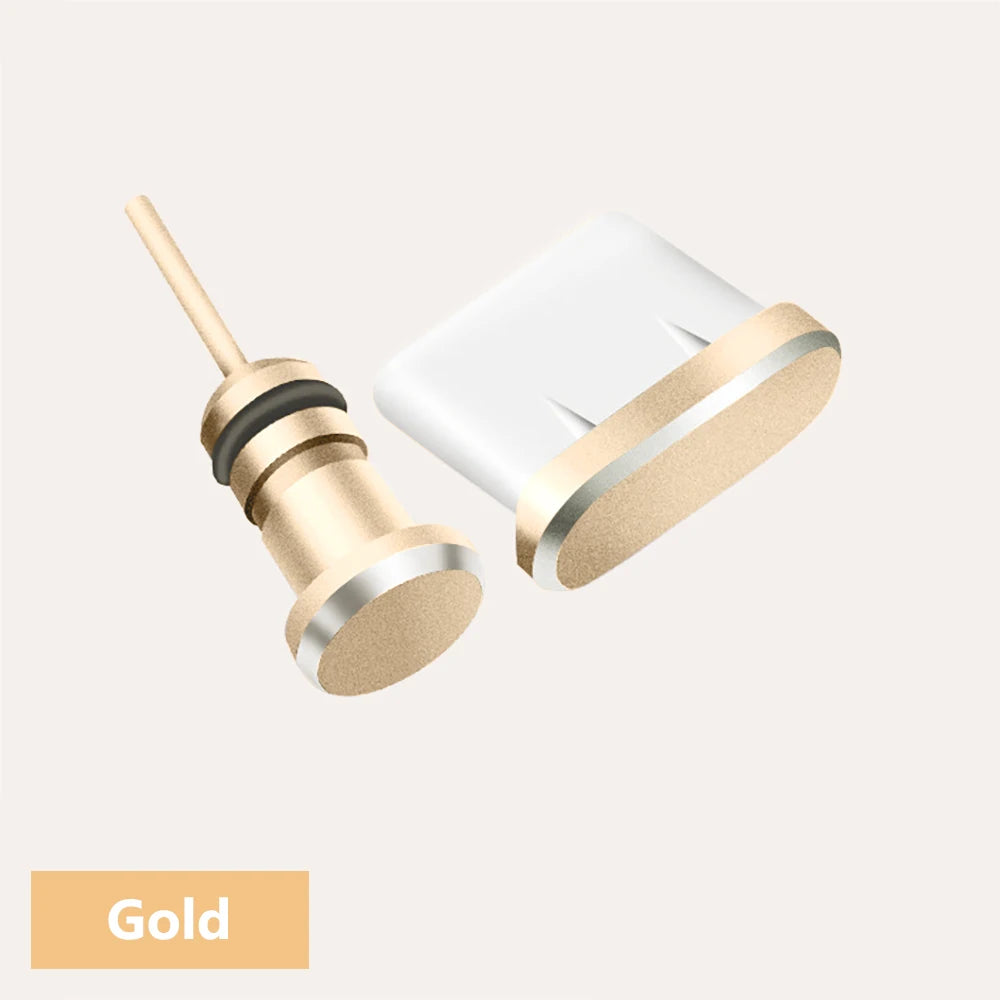 Type C Dust Plug Protects Charging Jack Opening SIM Card Pin Combo For Phone Charging Port Office Home Device Care Port Cover Zpaxo Gold