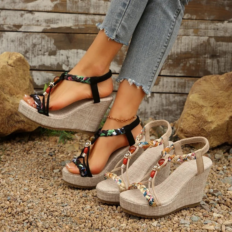 Summer Women's Fish Mouth Open Toe Bohemian Anti Slip Wear-resistant Zpaxo