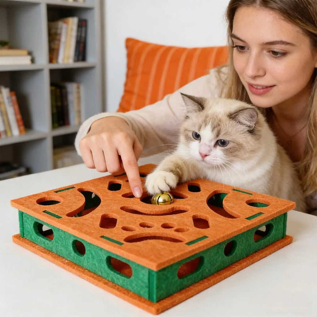 Cat Nail File Board Interactive Scratch Toy Bell Ball Felt Kitten