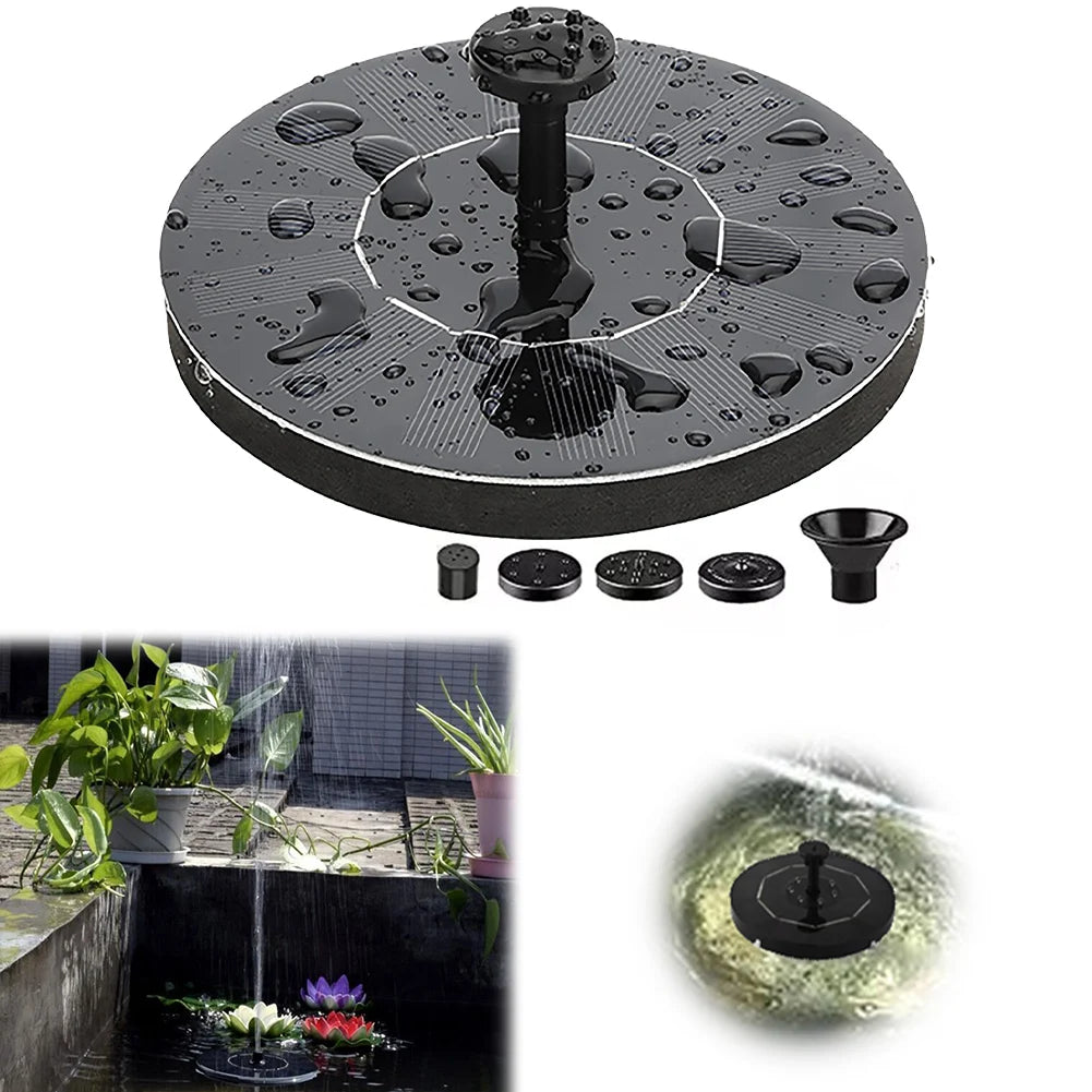 1W Solar Bird Bath Fountain with 6 Nozzles Solar Powered Floating Fountain Pump for Bird Bath Garden Pond Pool Fish Tank Outdoor Zpaxo