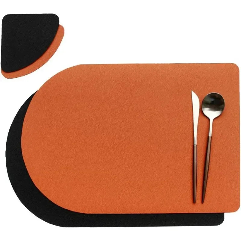 Placemats Dining Table 1 4 6 Washable Leather Non-slip Heat Resistant Zpaxo