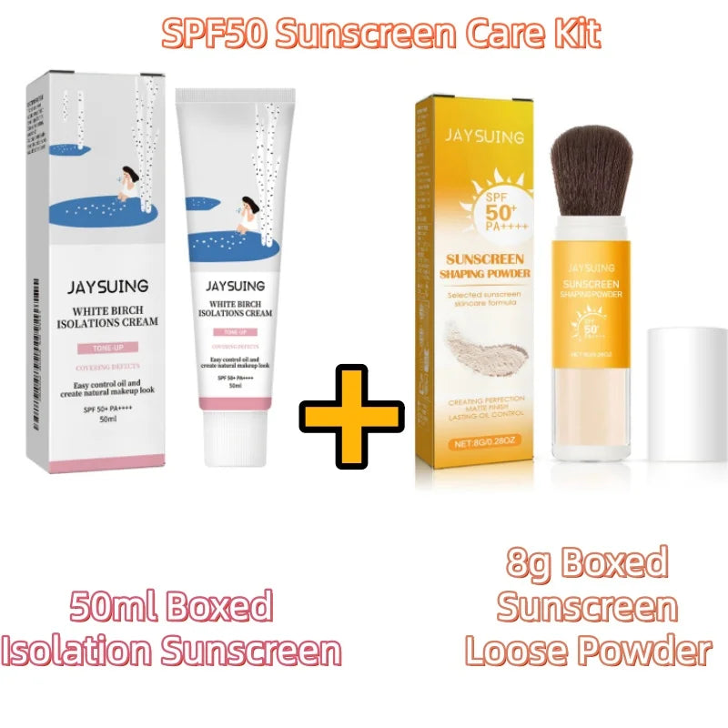 Jaysuing SPF 50 Sunscreen Loose Setting Powder – Oil Control Matte Sunscreen Setting Powder Zpaxo Sunscreen Makeup Kit