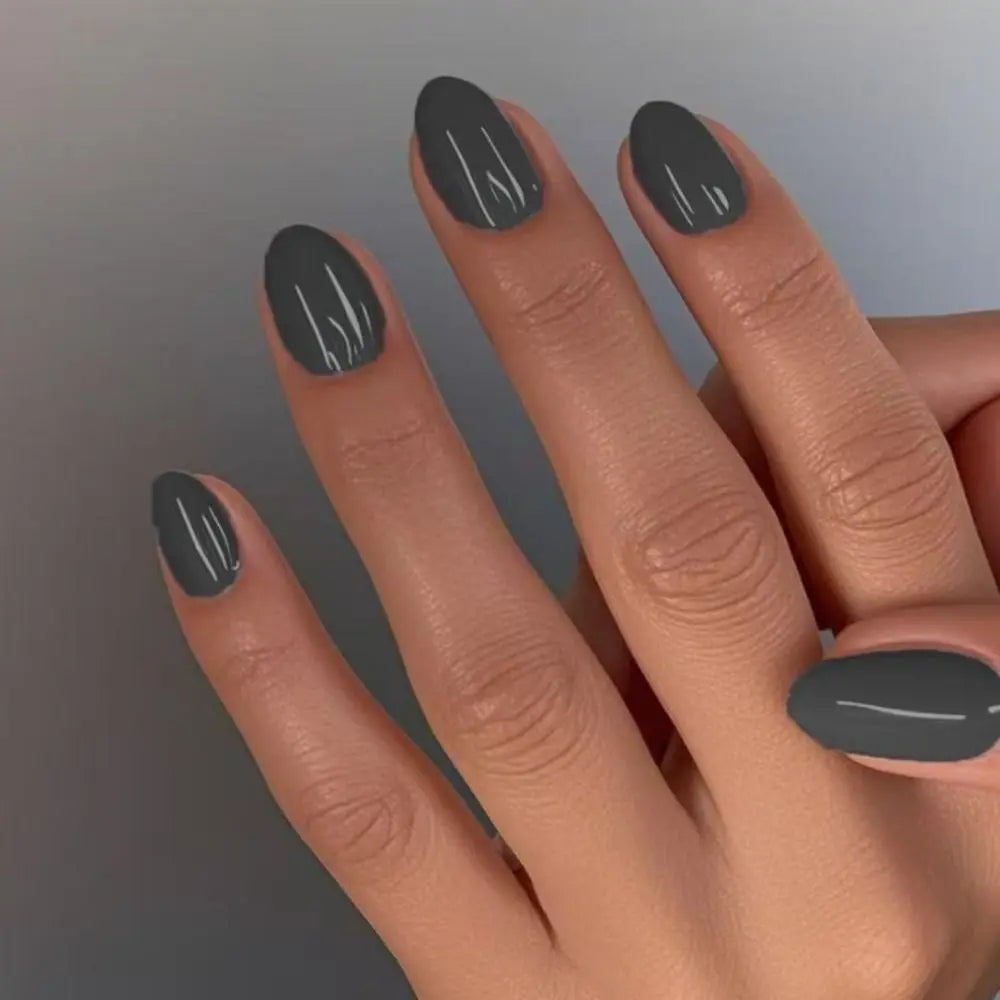 Fashion Long False Nails Almond Solid Color Fake Nails French Full Cover Nail Tips for DIY Zpaxo