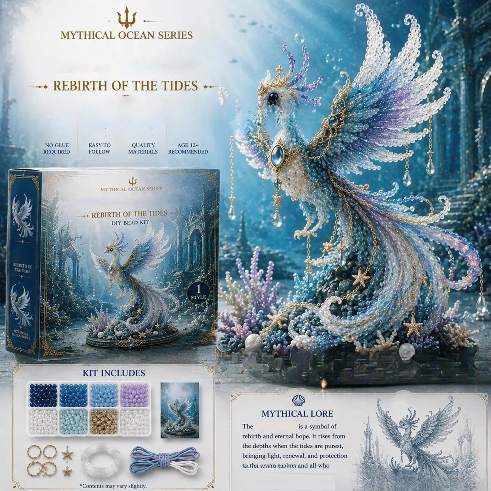 DIY Beaded Animal Kit Mythical 3D Sea Animal Creative Fun Beginners Beadwork Craft Kit for Kids Teens Adults Beginners Boys Zpaxo