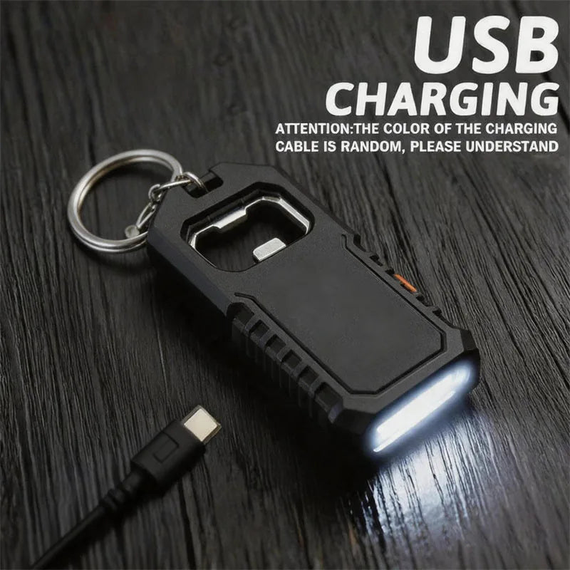 Mini Rechargeable LED Keychain Flashlight – 3 Modes & Bottle Opener Keychain Flashlight Zpaxo