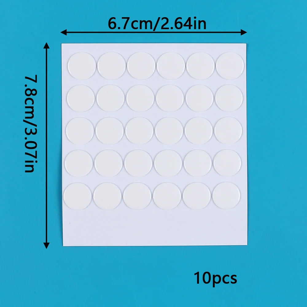 10Sheets Acrylic Double-Sided Adhesive Tape Round 10mm*30 Grains No Trace Nano Waterproof Adhesive Sticker Home Party Decor Zpaxo 10Pcs