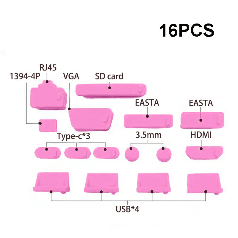Universal Silicone Anti-dust Plug Notebook Dustproof Stopper Laptop C Zpaxo 16pcs Pink