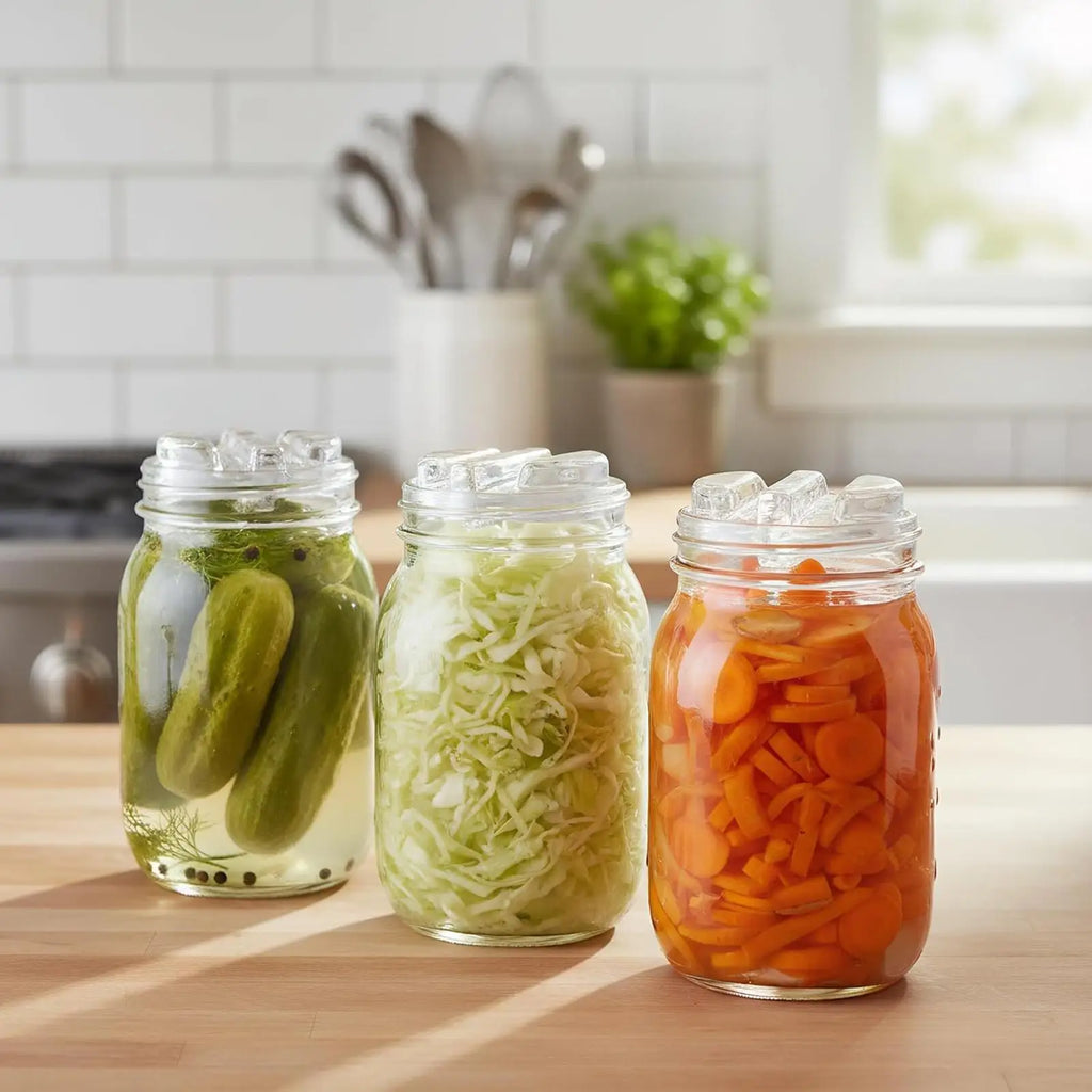 Fermentation Jar Weights Clear Flat Bottom Easy Grip Stones Pickles