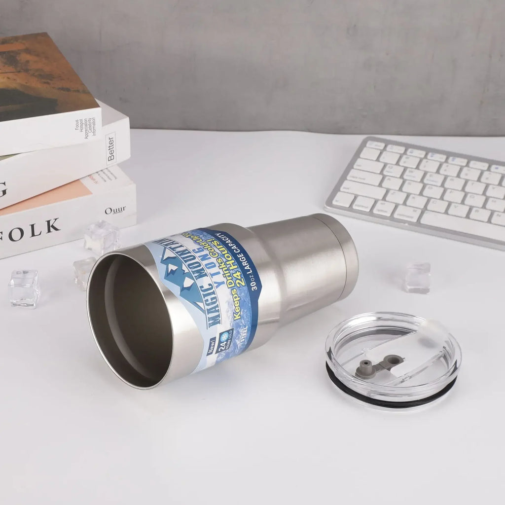 Magic Stainless Steel Freeze Thermos Cup with Straw Ice Coffee Drink Vacuum Insulated Bottle Car Travel Outdoor Mountain Cup Zpaxo