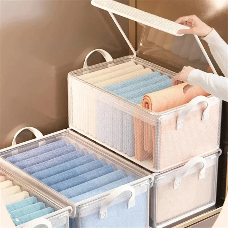 4pcsTransparent PVC Clothes Storage Basket Waterproof Fabric Box