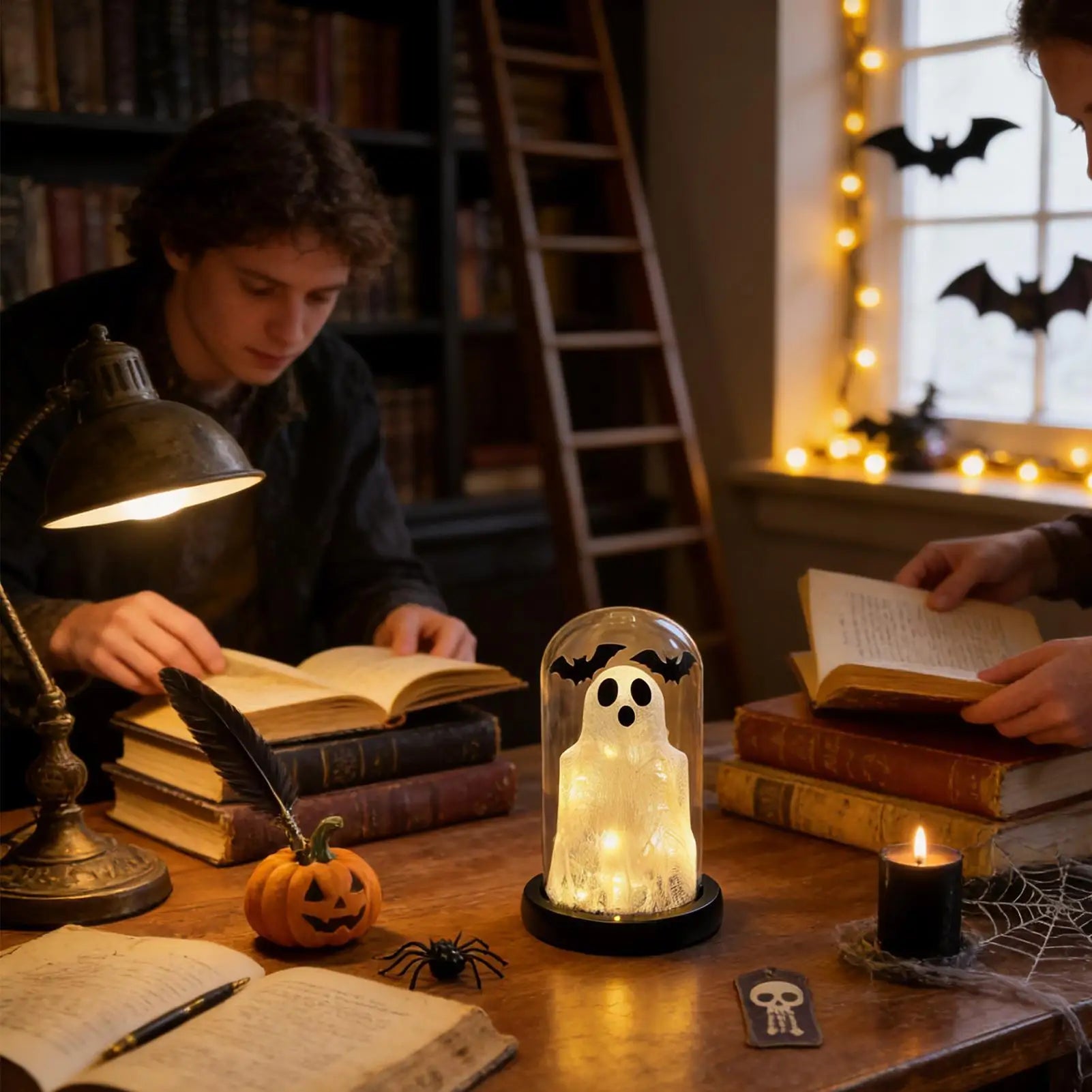 Light Up Ghost Tabletop Ornament Creative Bat Lamp Decor Halloween