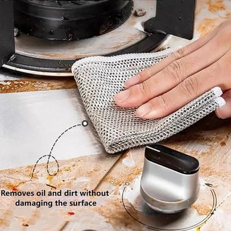 Multifunctional Non-Scratch Wire Dishcloth Wire Dishcloth Multipurpose Wire Microfiber Cloth Cleaning Cloth Magic Dish Towel Zpaxo