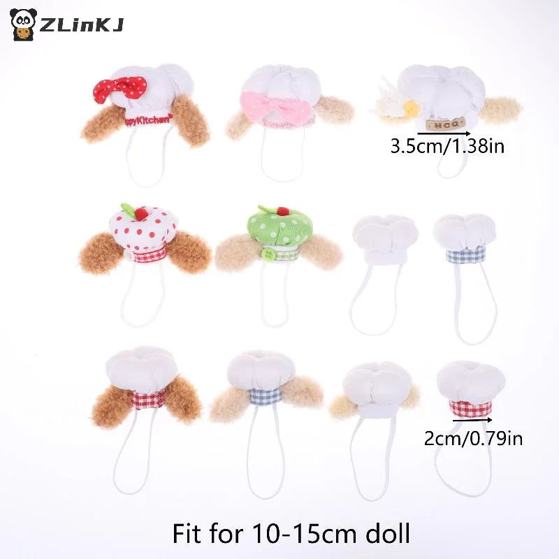 ▶1Pcs Cute Mini Doll Chef Hat Dolls Dress Up Hats Toy Dollhouse DIY Decoration Accessorie For 12-15cm Doll Kid Pretend Play Toys Zpaxo
