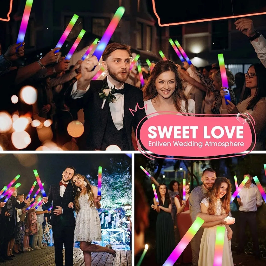 Customizable LED Glow Sticks Multicolor Foam Personalized Wedding