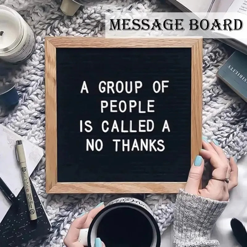 10x10 Inch Multi-functional Wooden Letter Message Board Felt Photo